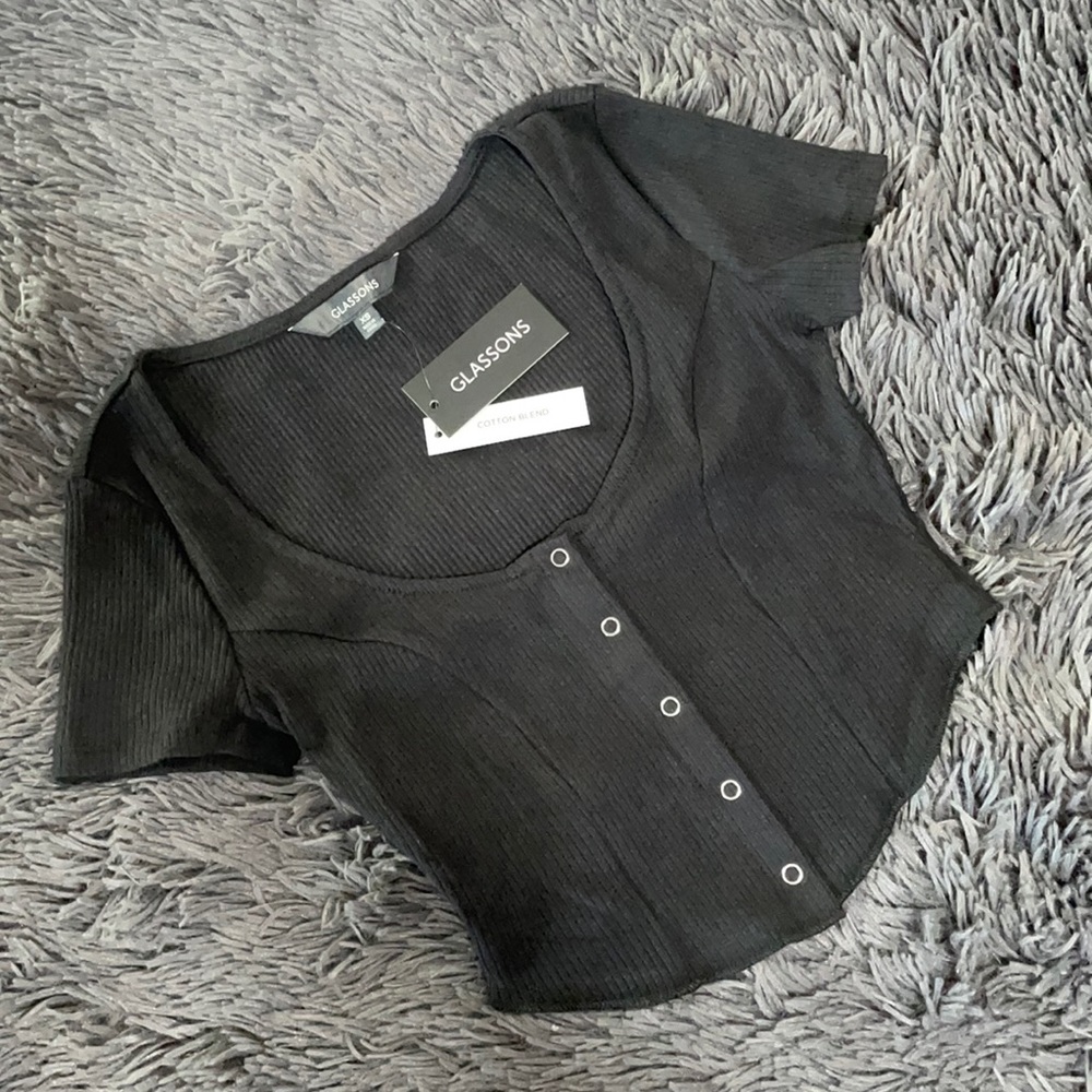 Black Glassons Scoop Corset Crop Top (NWT)